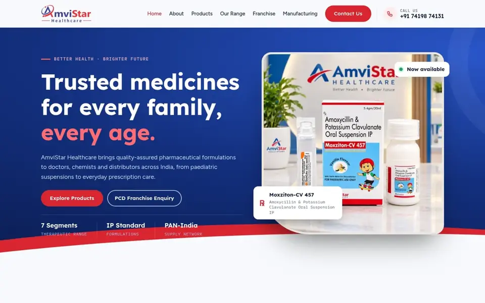 AmviStar Healthcare website hero