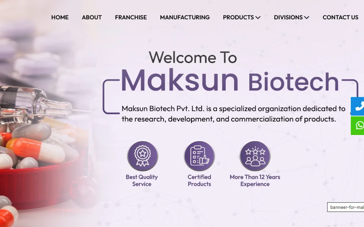 Maksun Biotech pharma company website